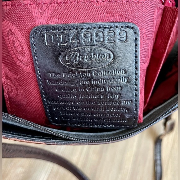 BRIGHTON Black Pebble Leather & Brown Croc Medium Shoulder Bag FREE GIFT - Picture 7 of 8